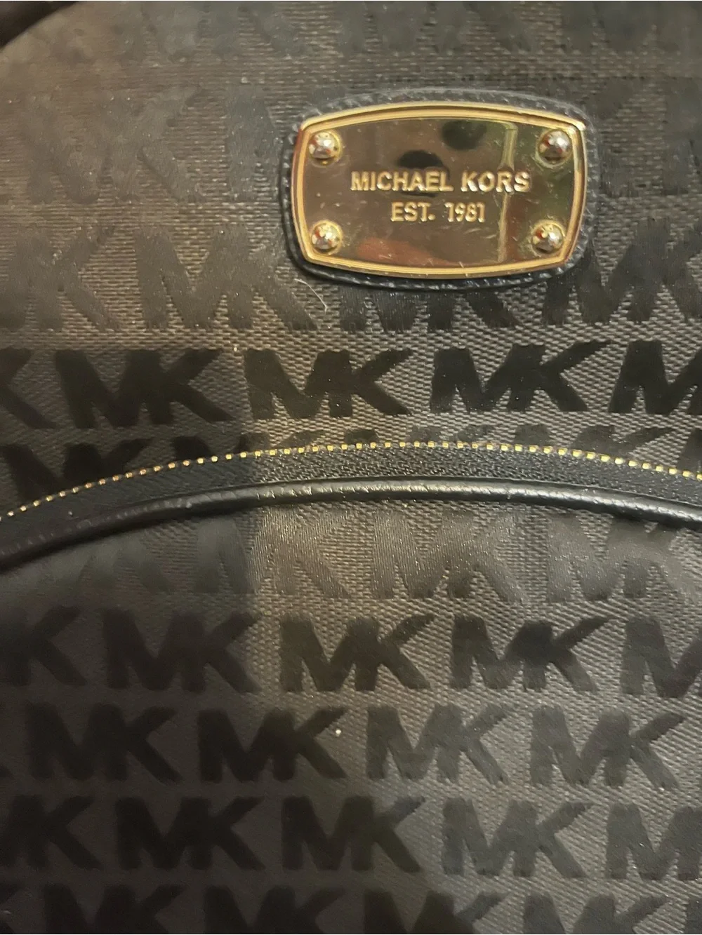 Michael Kors Black Backpack with Gold Plaque - Picture 2 of 5